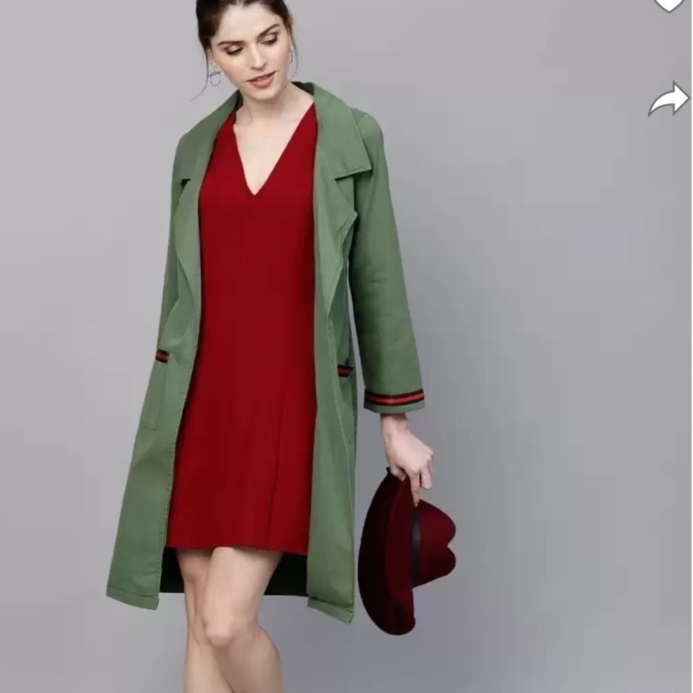 SASSAFRAS Women Longline Full Sleeve Green Shrug open jacket coat medium - Picture 2 of 8